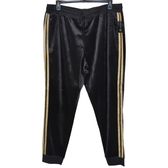 INC International Concepts Men's Side Stripe Black Velour Joggers NWT Size 2XL - Picture 3 of 16